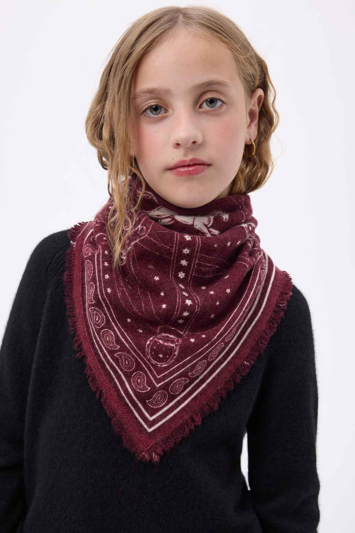 Bandana Small Le Harnais bordeaux blanc