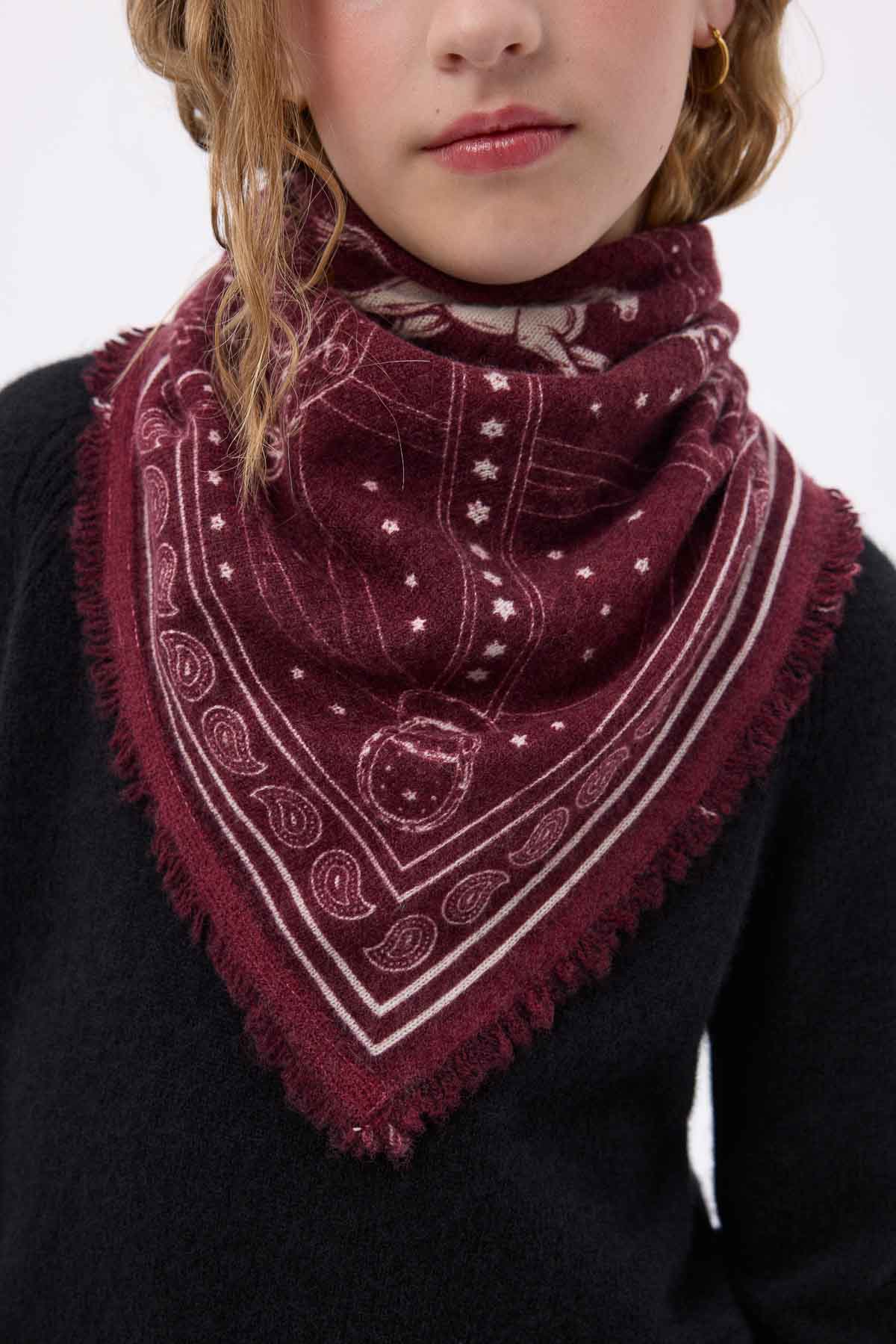 Bandana Small Le Harnais bordeaux blanc