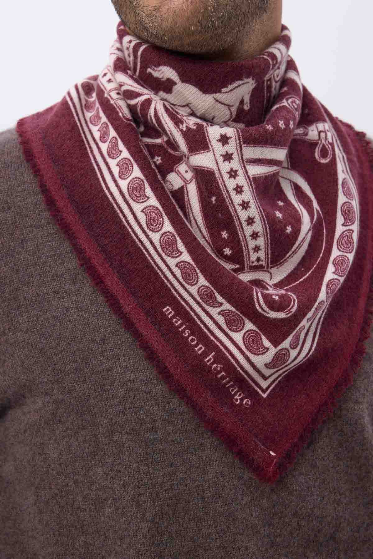 Bandana Small Le Harnais bordeaux blanc