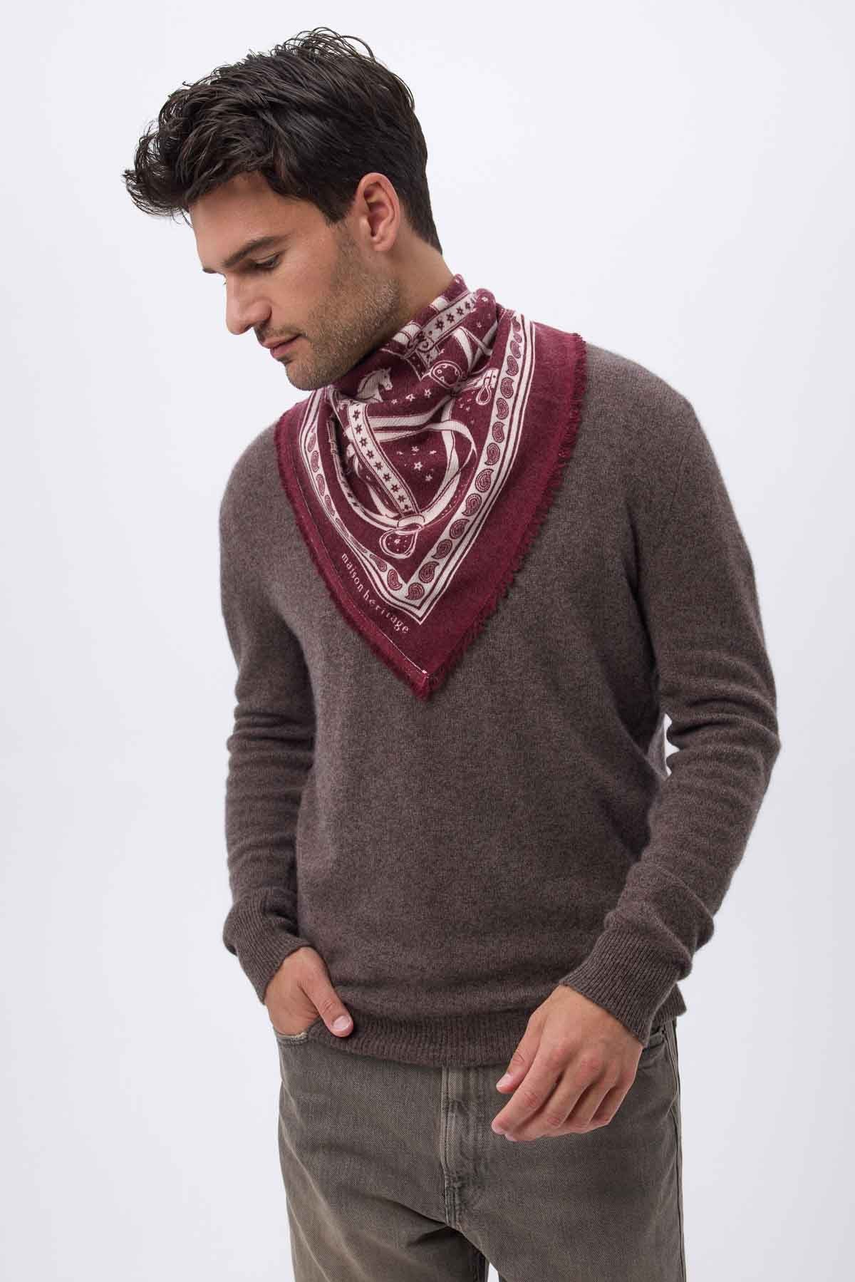 Bandana Small Le Harnais bordeaux blanc