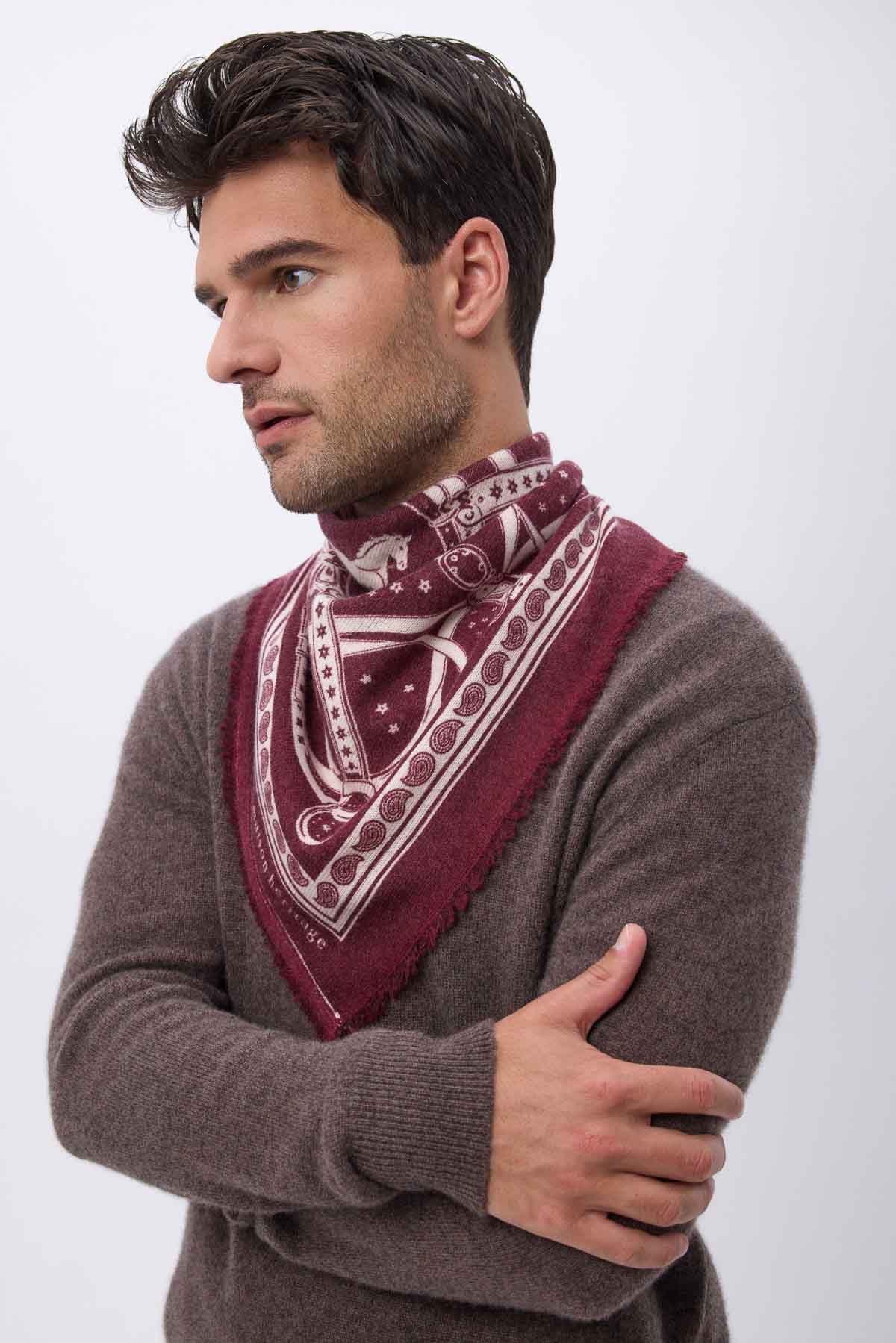 Bandana Small Le Harnais bordeaux blanc