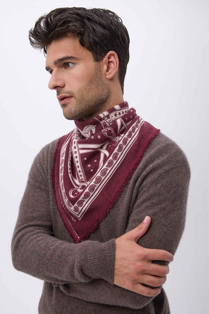 Bandana Small Le Harnais bordeaux blanc