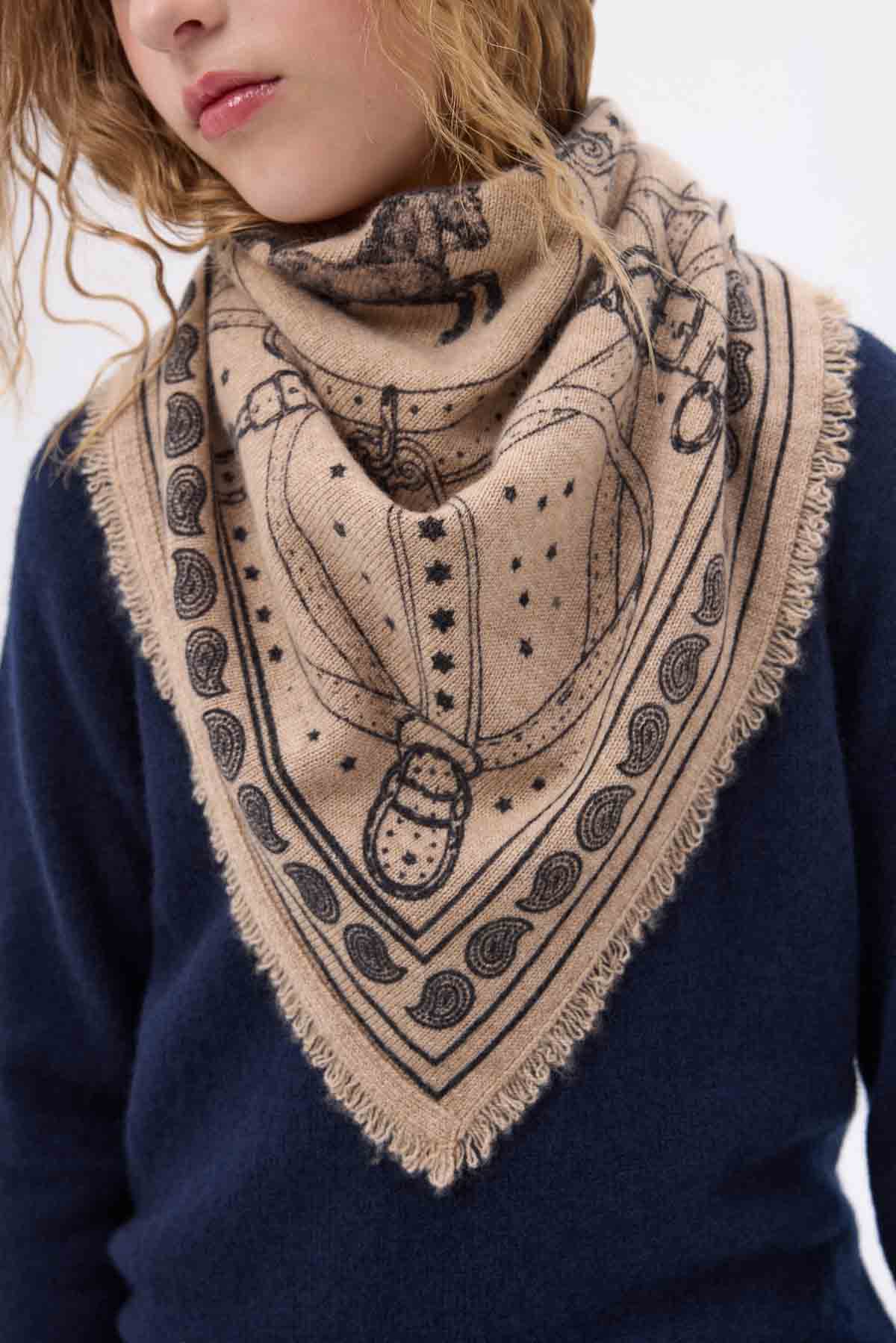 Bandana Small Le Harnais beige creme noir