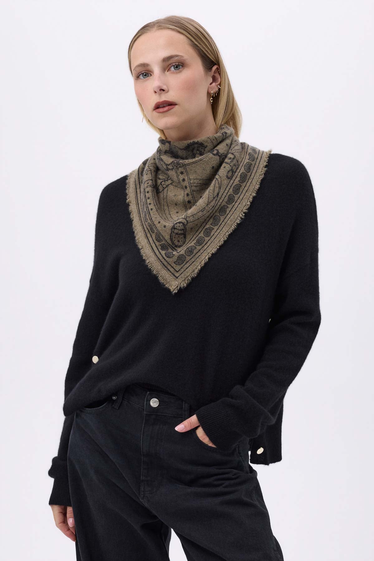 Bandana Small Le Harnais vert khaki noir