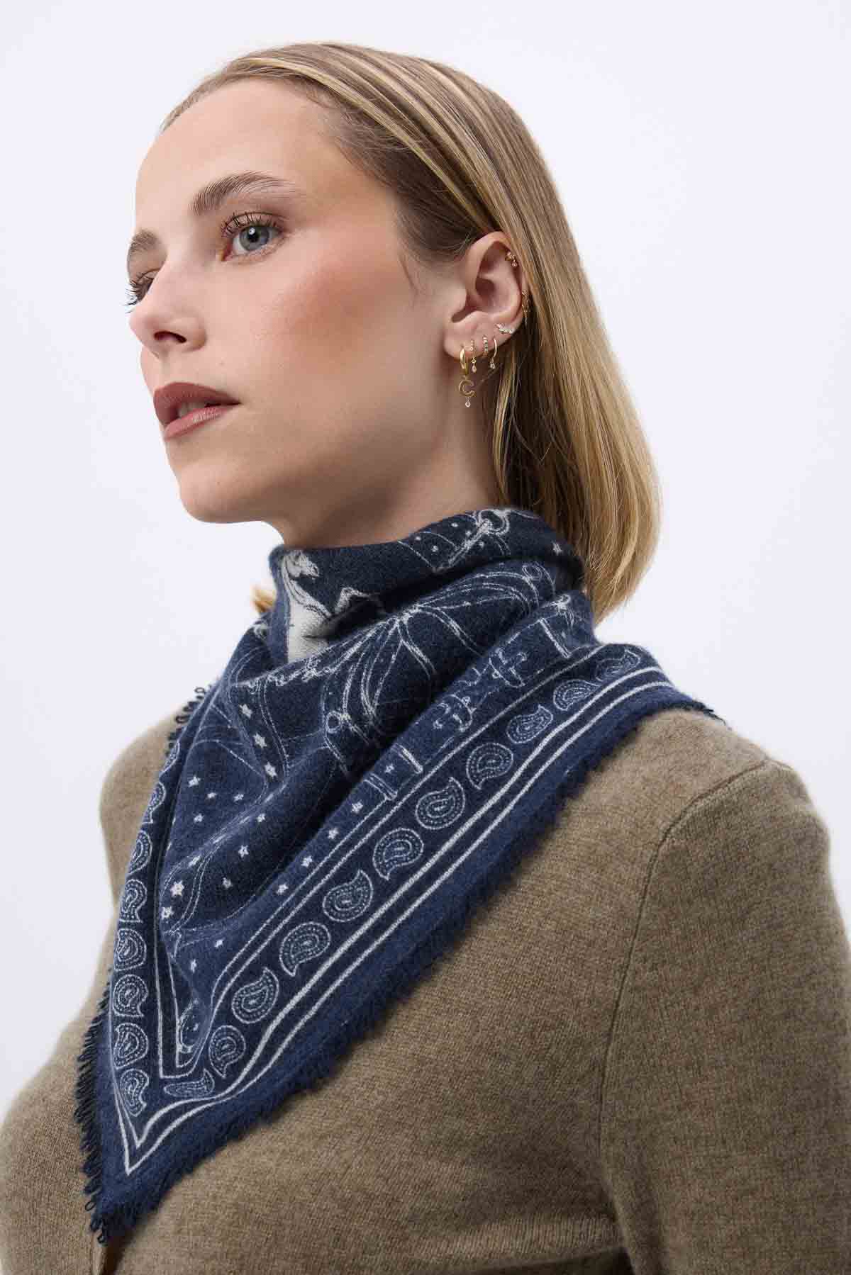 Bandana Small Le Harnais bleu marine blanc