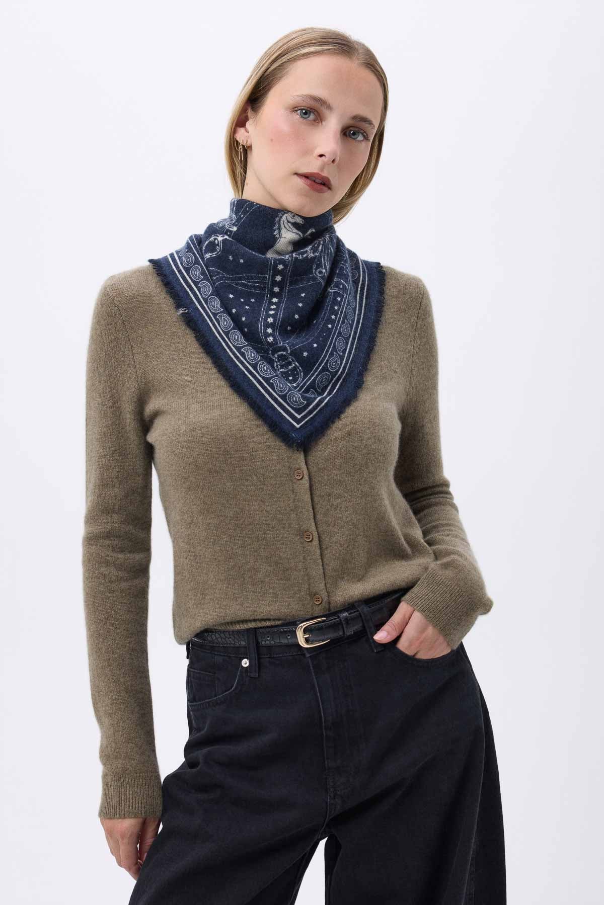Bandana Small Le Harnais bleu marine blanc