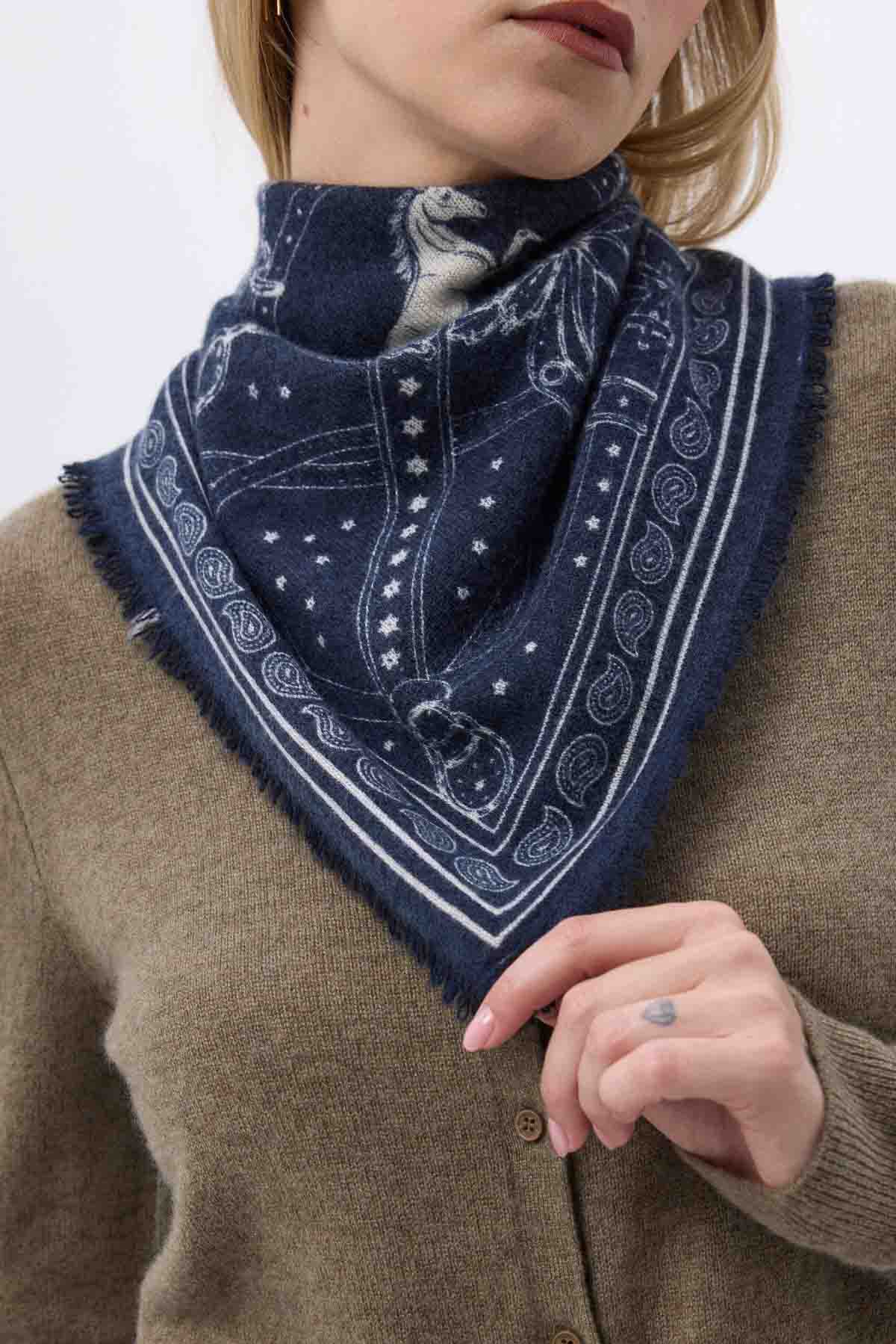 Bandana Small Le Harnais bleu marine blanc