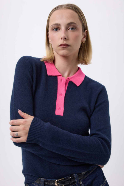 Maxine bleu marine rose fluo