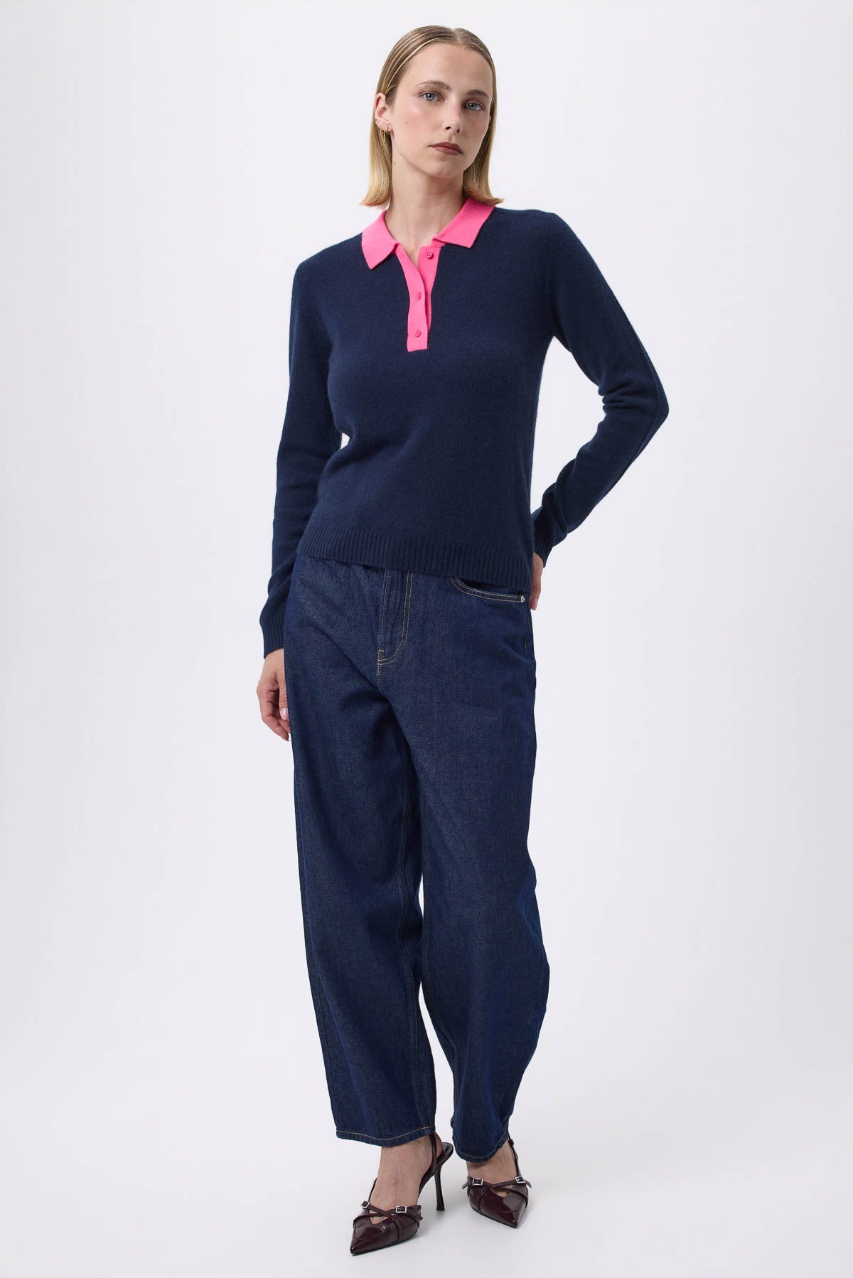 Maxine bleu marine rose fluo