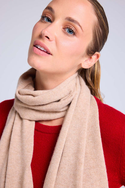 Echarpe beige crème rouge
