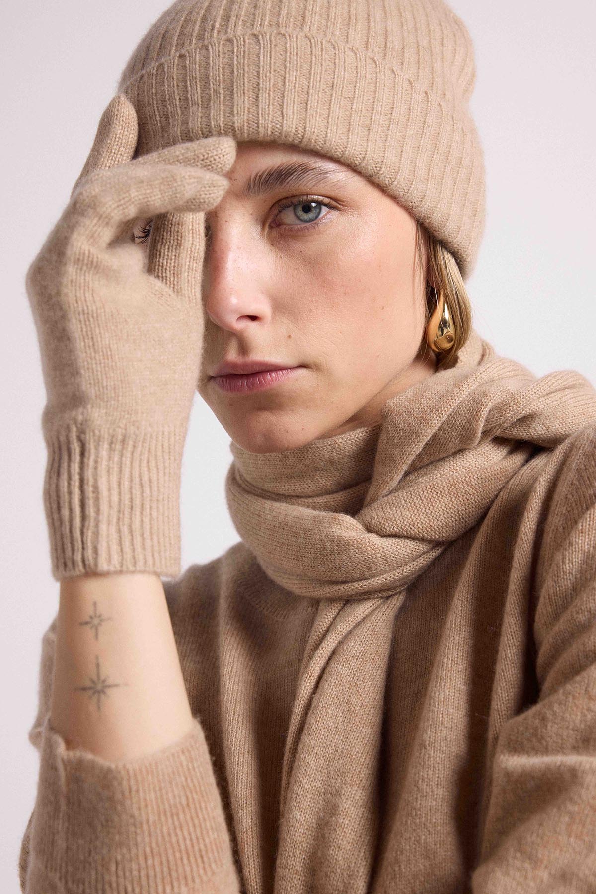Gants beige crème
