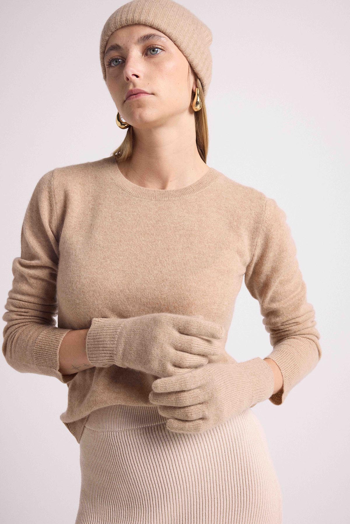 Gants beige crème