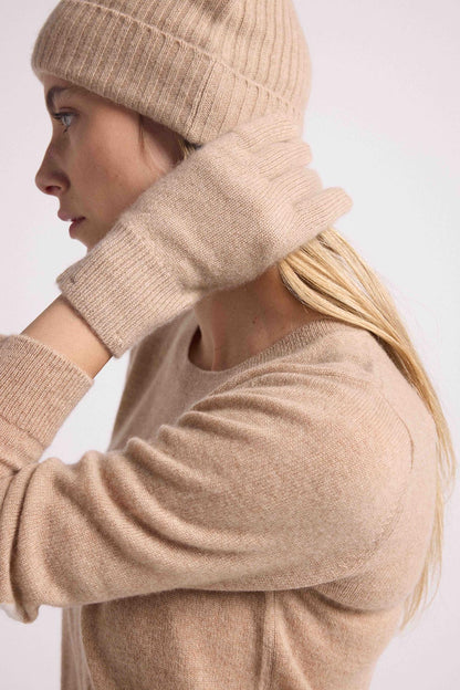 Gants beige crème