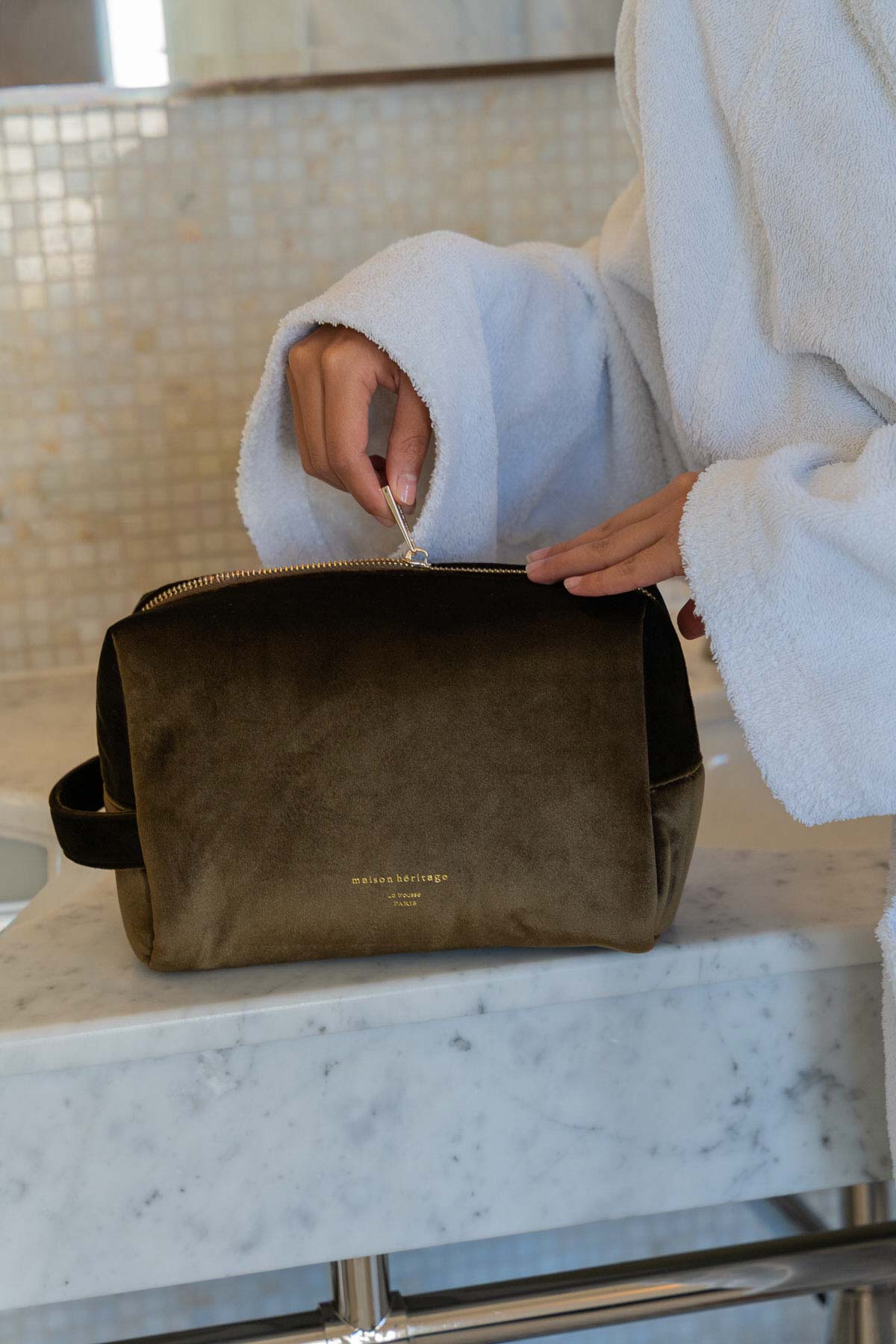La trousse - Icy Velour Vert Bouteille
