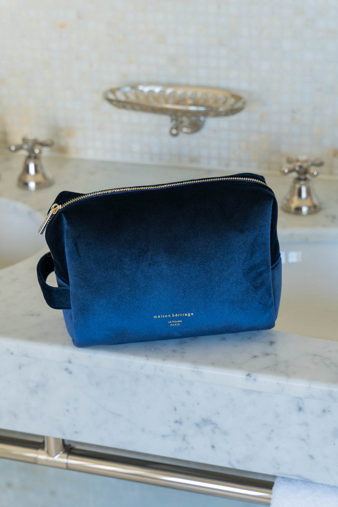 La trousse - Icy Velour Bleu Marine