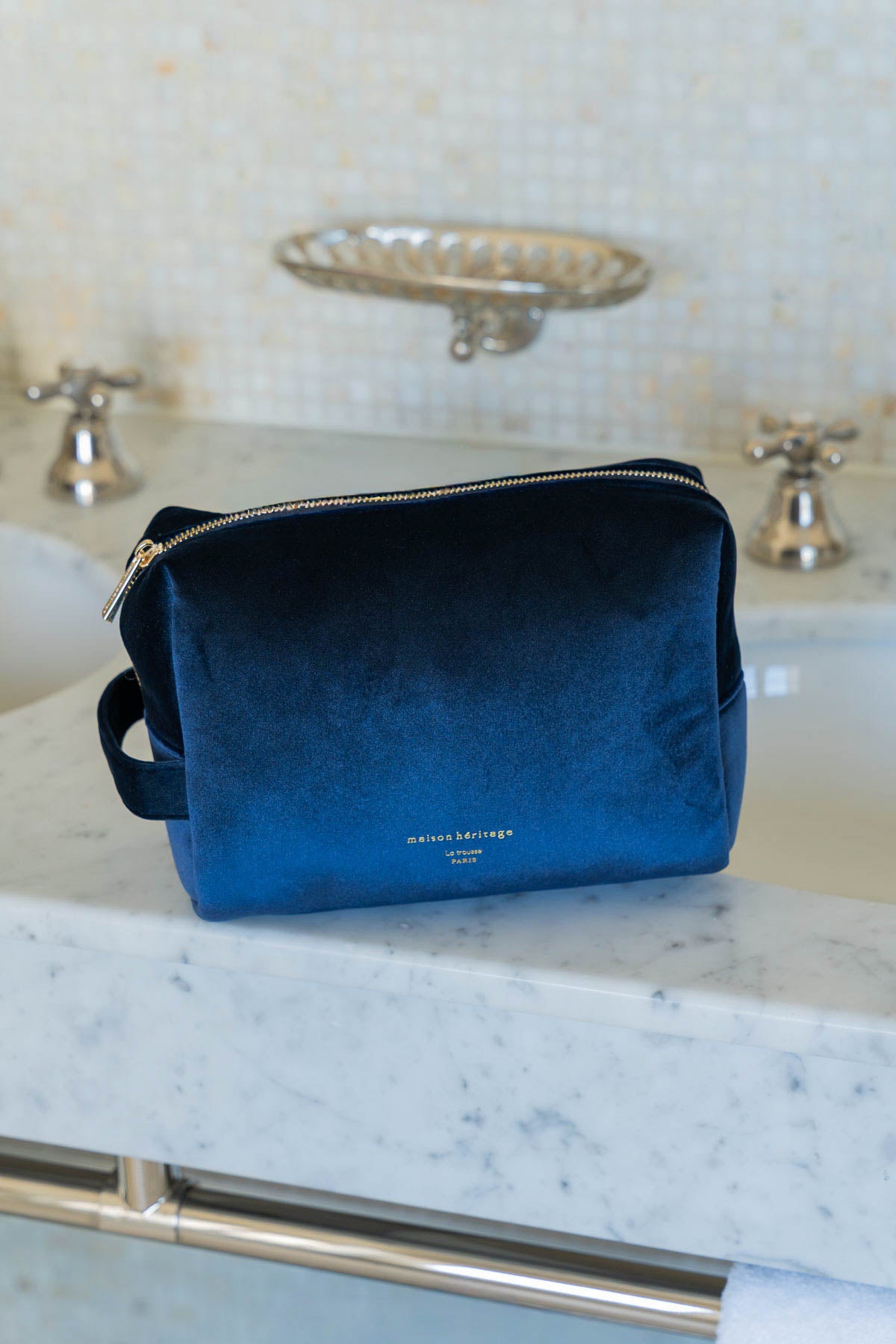La trousse - Icy Velour Bleu Marine