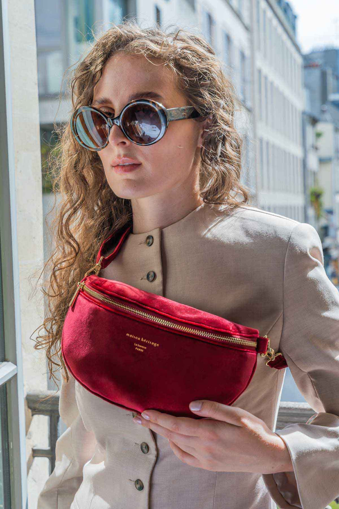 Sac banane - Kimi Velour Rouge