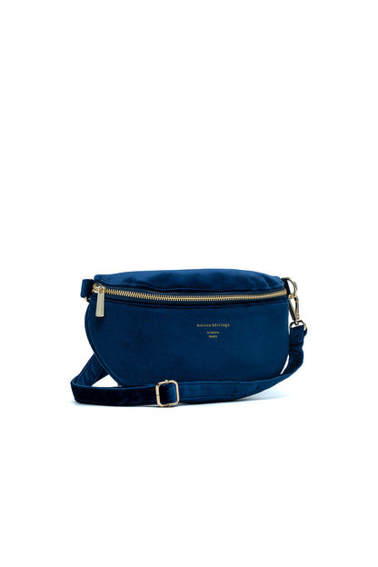 Sac banane - Kimi Velour Bleu Marine