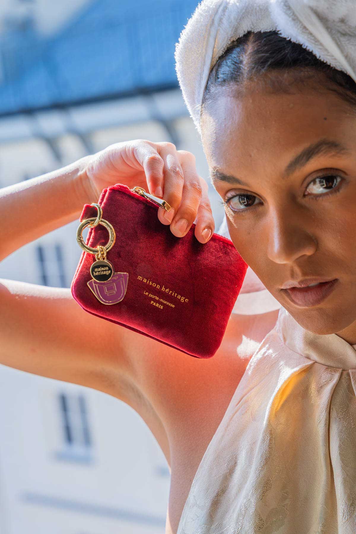 Porte monnaie - Mini Neve Velour Rouge