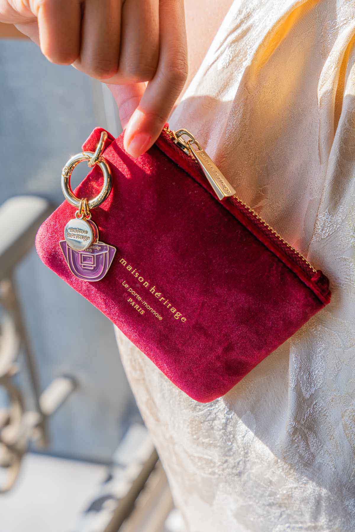 Porte monnaie - Mini Neve Velour Rouge