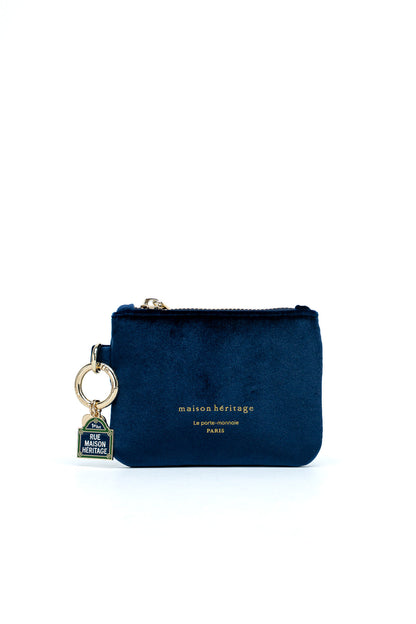 Porte monnaie - Mini Neve Velour Bleu Marine