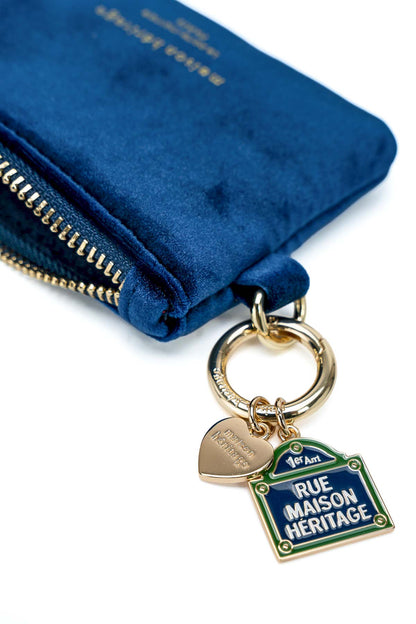 Porte monnaie - Mini Neve Velour Bleu Marine