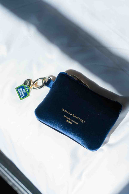 Porte monnaie - Mini Neve Velour Bleu Marine
