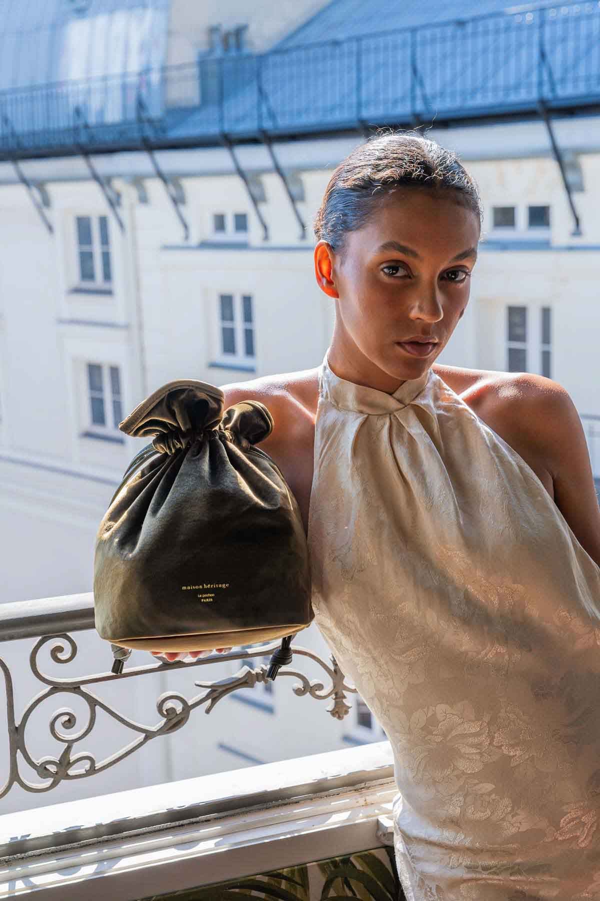 Le pochon - Olwen Velour Vert Bouteille