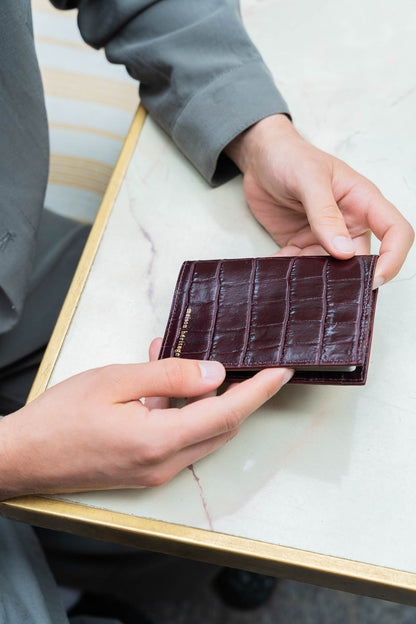 Porte passeport - Vesper Croco Bordeaux