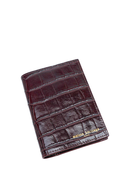 Porte passeport - Vesper Croco Bordeaux