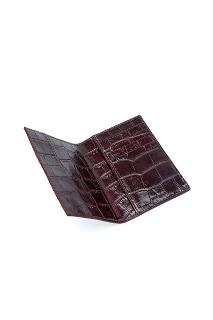 Porte passeport - Vesper Croco Bordeaux