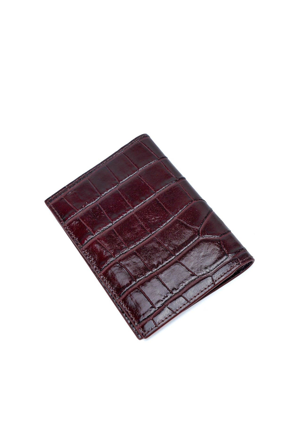 Porte passeport - Vesper Croco Bordeaux
