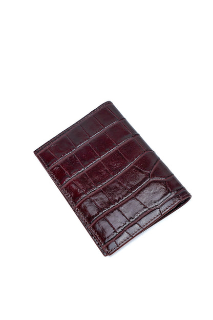 Porte passeport - Vesper Croco Bordeaux