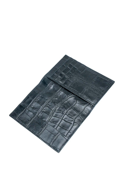 Porte passeport - Vesper Croco Noir