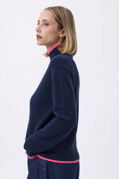 Mona bleu marine rose fluo