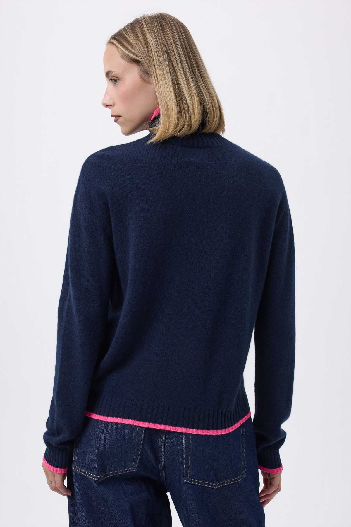 Mona bleu marine rose fluo