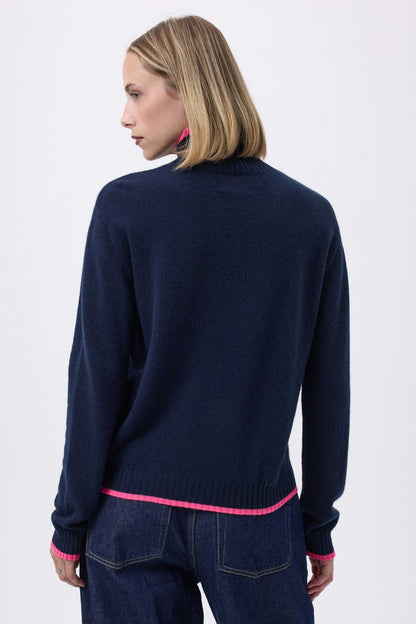 Mona bleu marine rose fluo