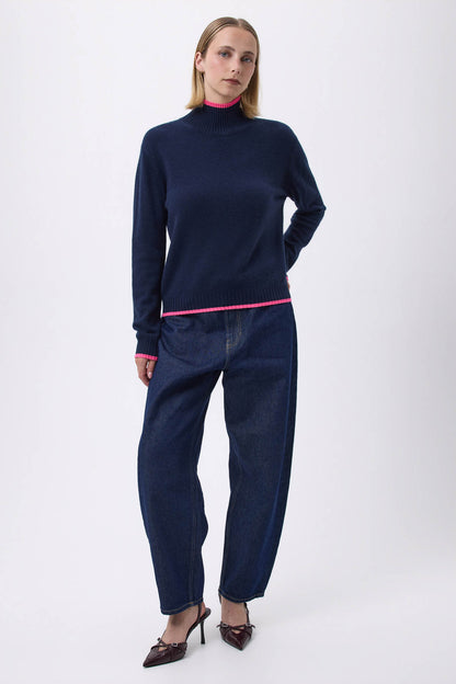 Mona bleu marine rose fluo