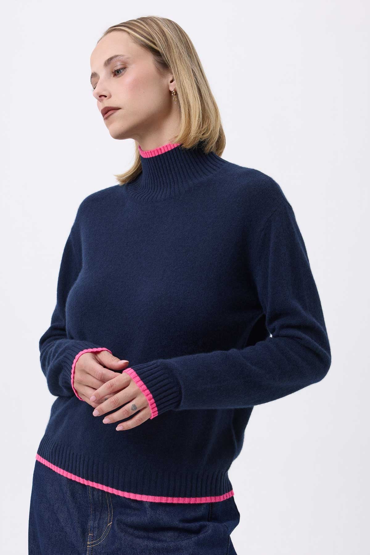 Mona bleu marine rose fluo