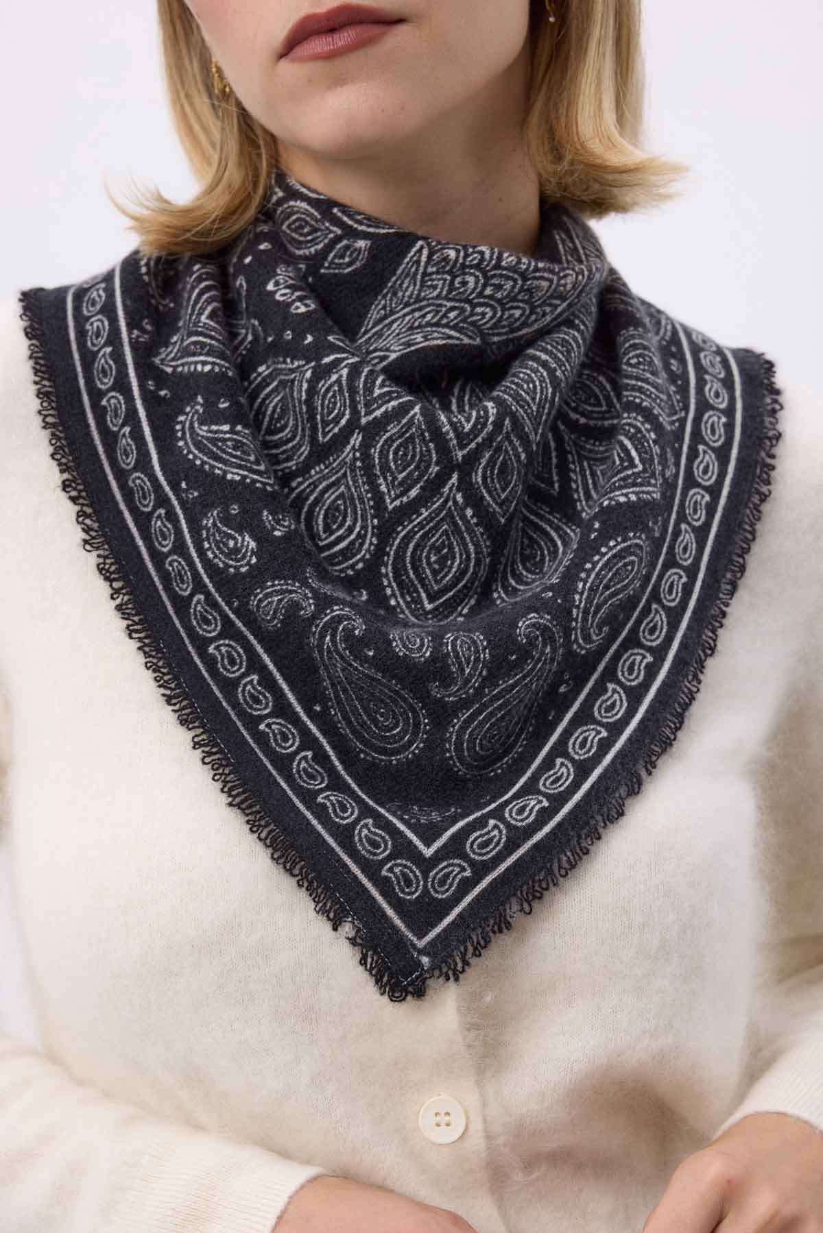 Bandana Paon noir  blanc