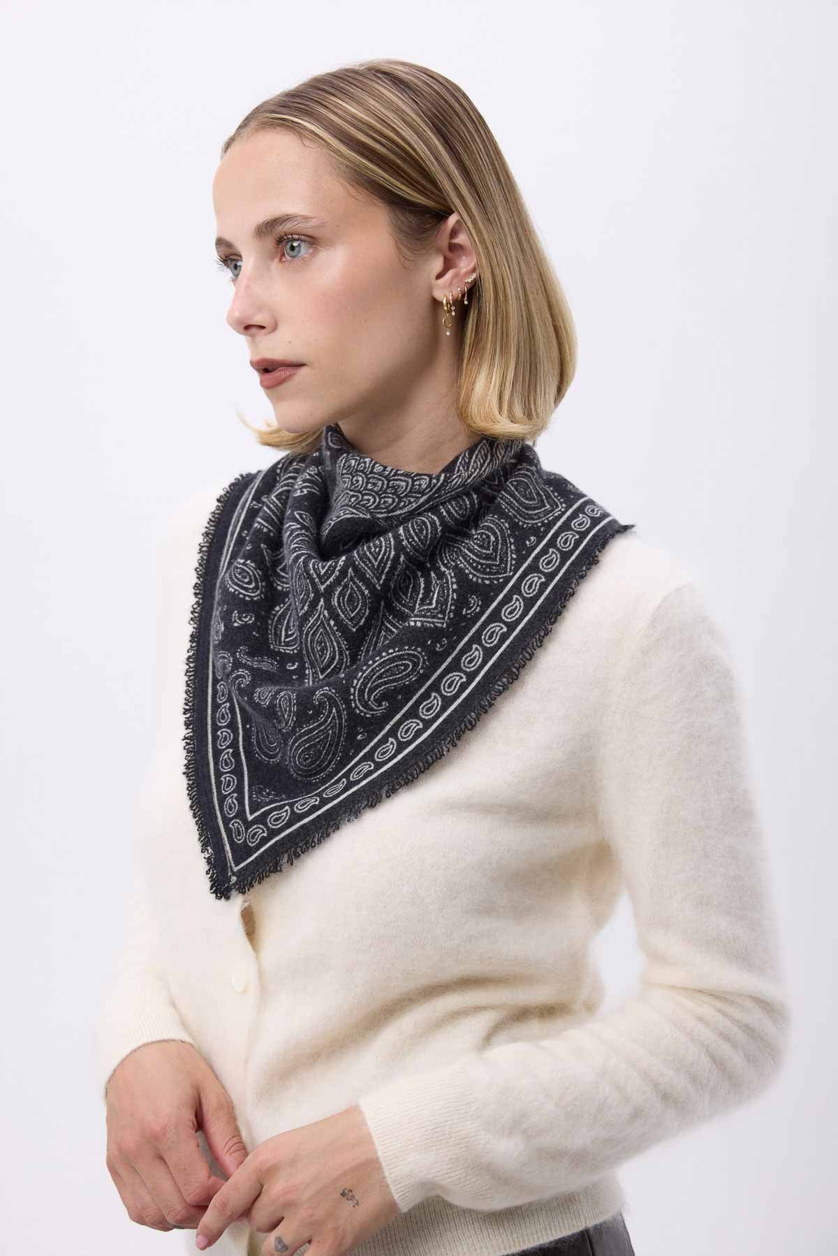 Bandana Paon noir  blanc