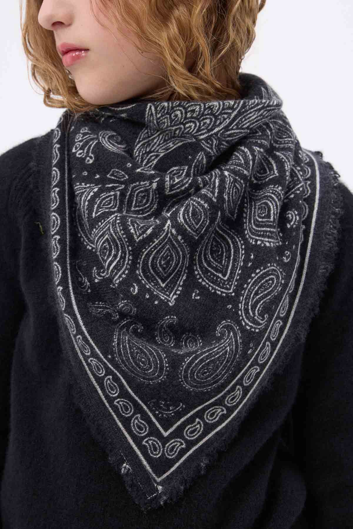 Bandana Paon noir  blanc