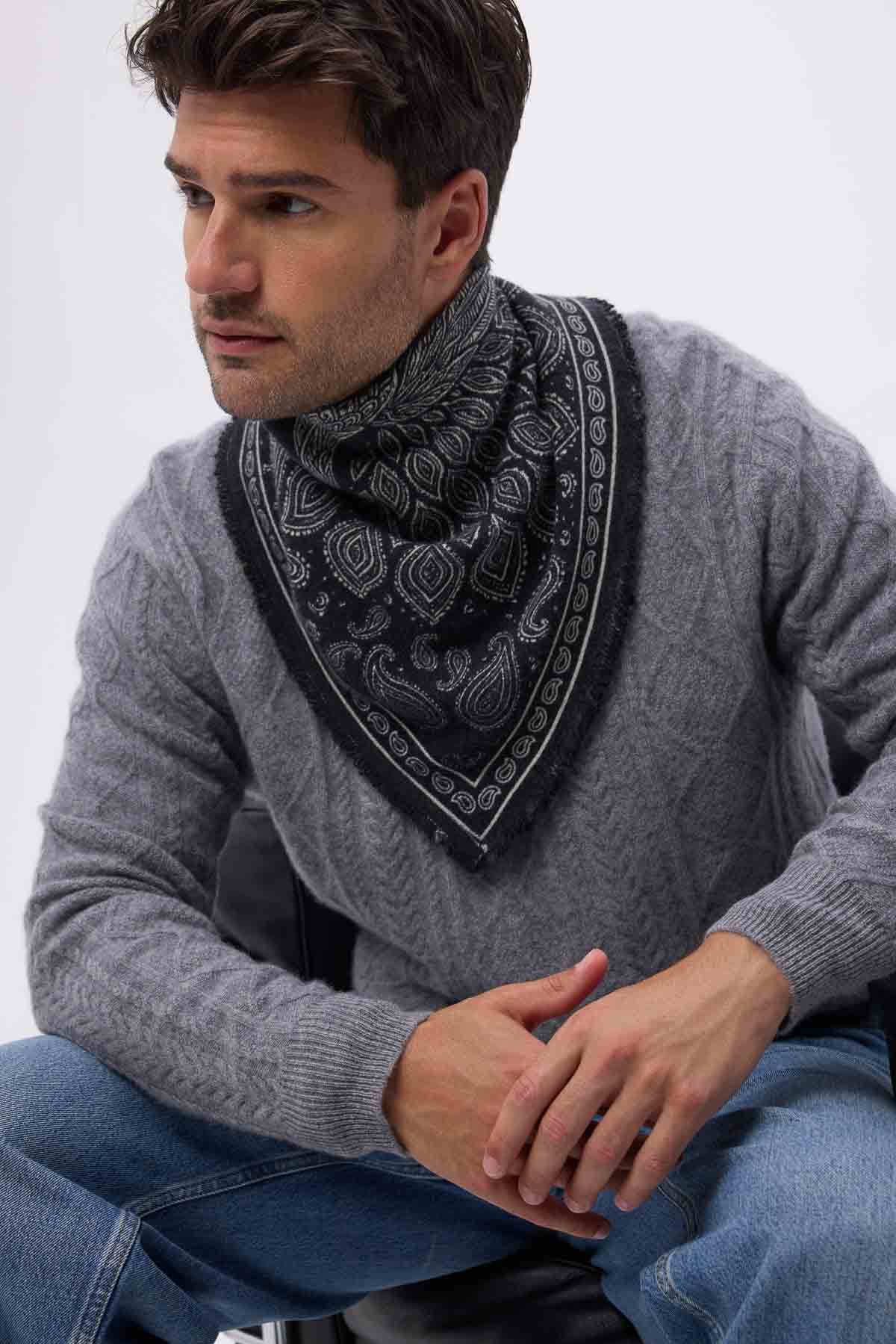 Bandana Paon noir  blanc