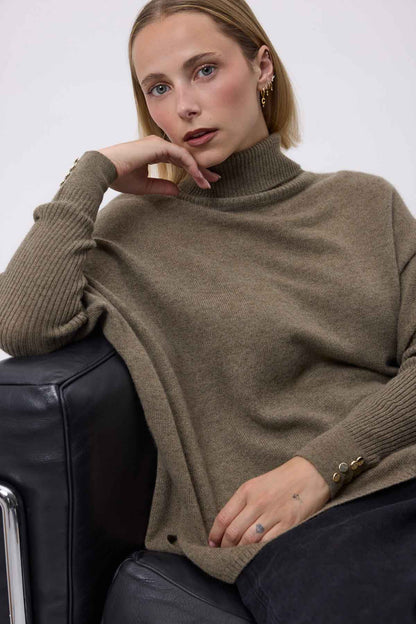 Rolanda vert khaki boutons dores