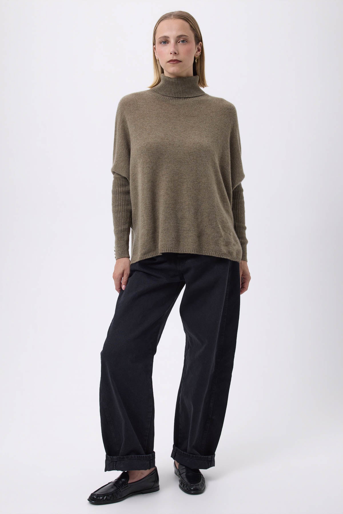 Rolanda vert khaki boutons dores