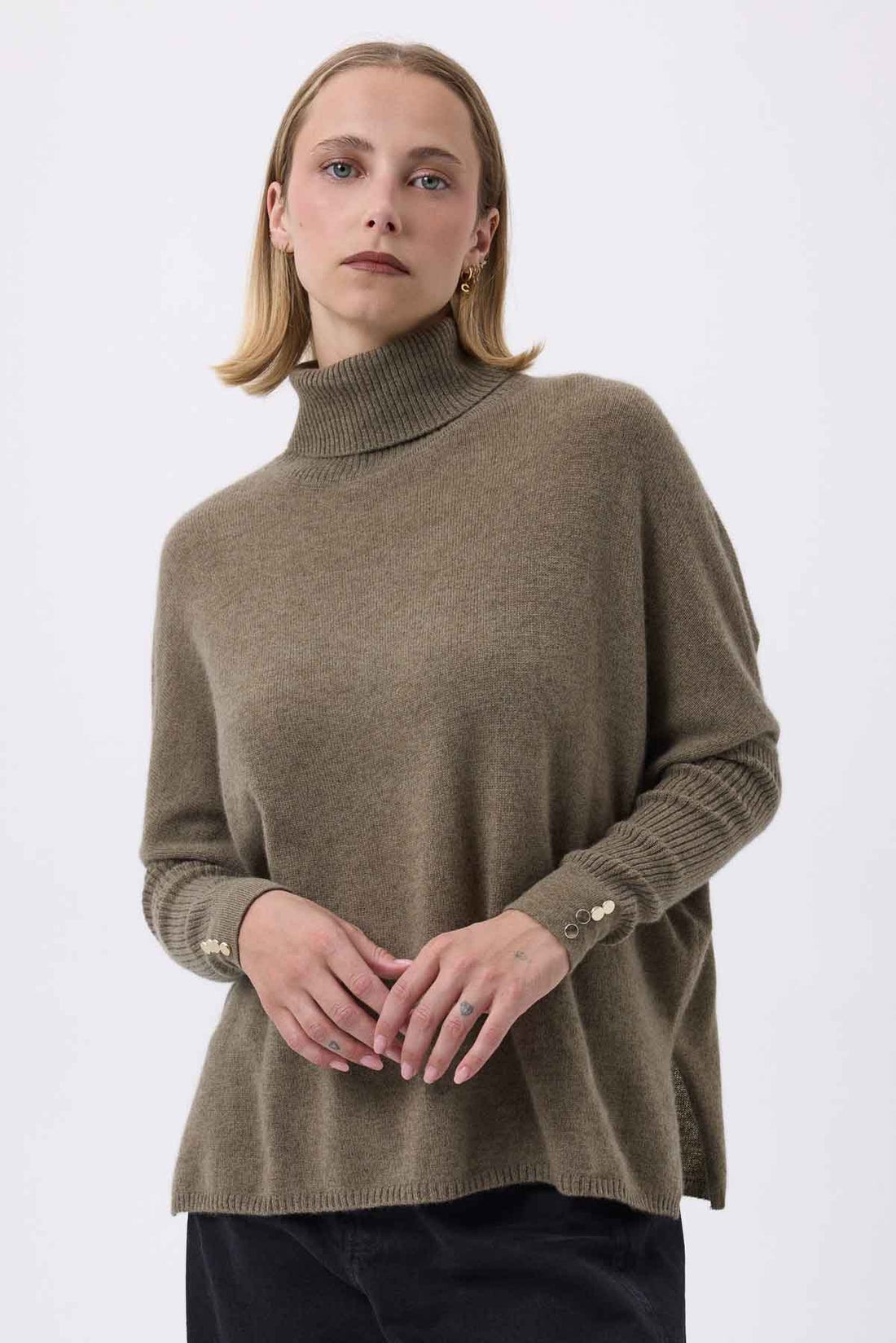 Rolanda vert khaki boutons dores