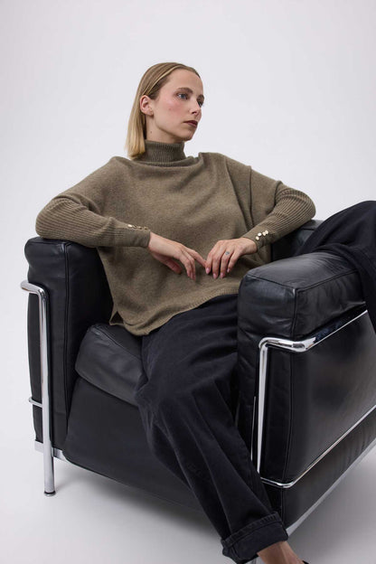 Rolanda vert khaki boutons dores