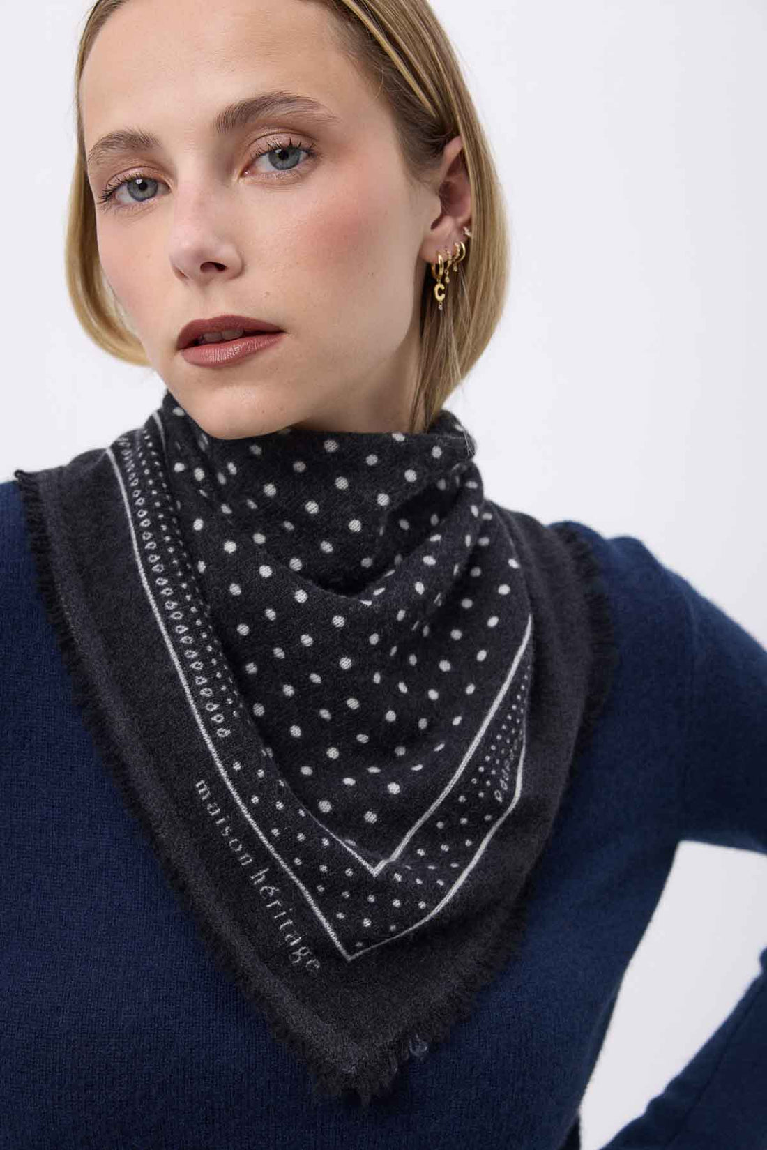 Bandana Small Heritage Pois noir blanc