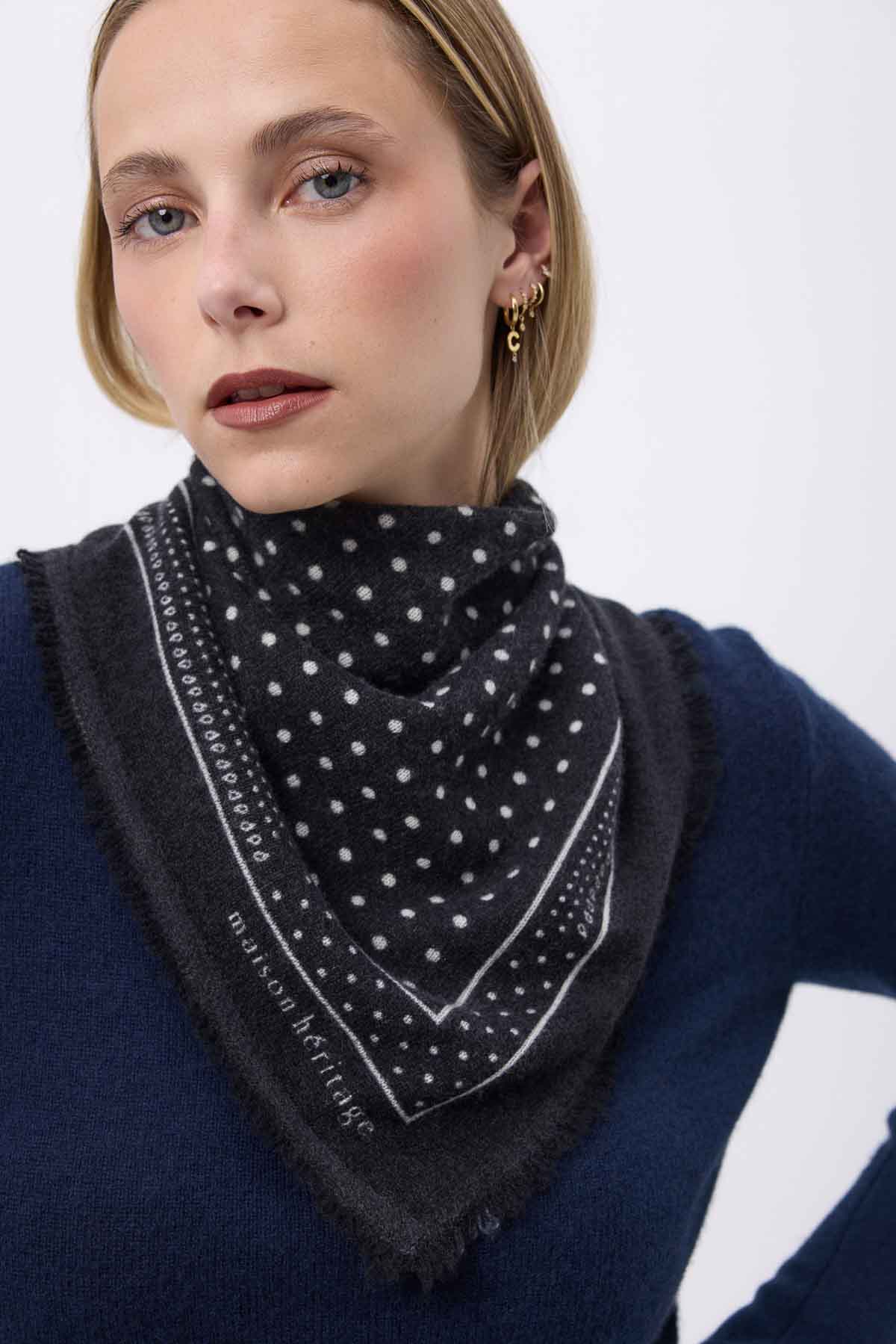 Bandana Small Heritage Pois noir blanc