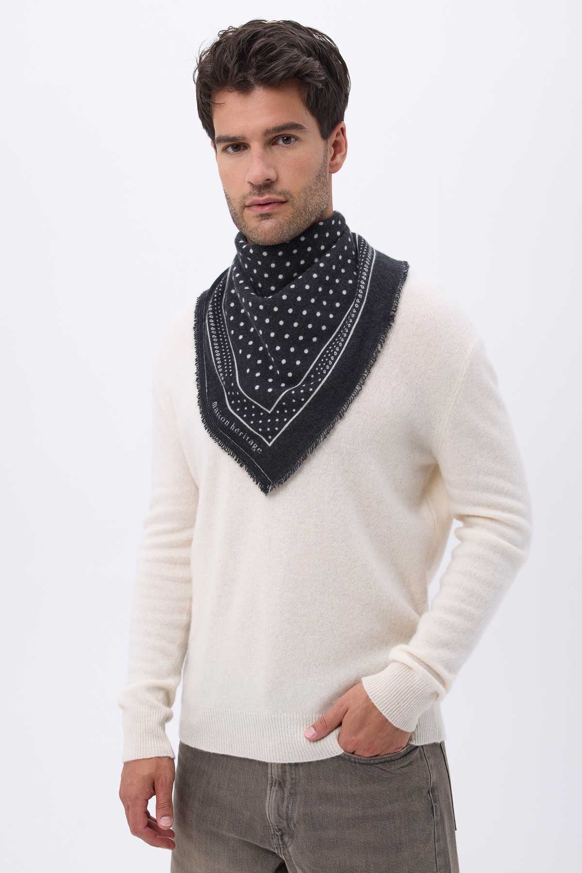 Bandana Small Heritage Pois noir blanc